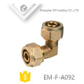 EM-F-A092 90 degree elbow brass double compression connector pipe fitting for PVC pipe